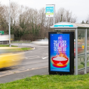 Bus stop advertising campaign targeting parents for school open evening recruitment UK
