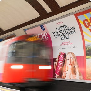 Cross-track poster advertising independent school open day at London Underground station